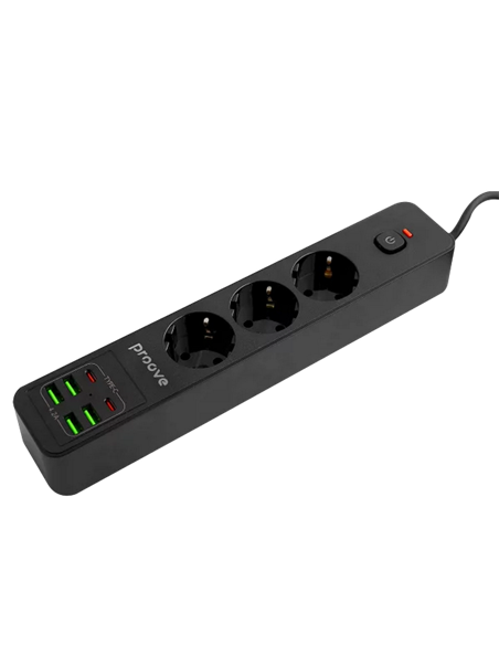 Prelungitor electric Proove Power Strip P-03, 3 Prize, 2m, Negru