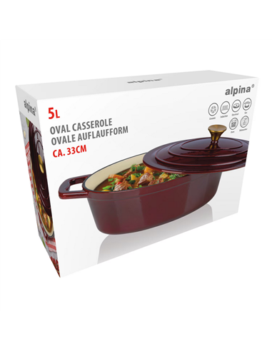 Cratiță Alpina Cast Iron, 5L, 33cm, Bordo