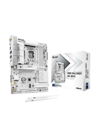 Материнская плата ASRock B860 CHALLENGER WIFI WHITE, LGA1851, AMD B860, ATX