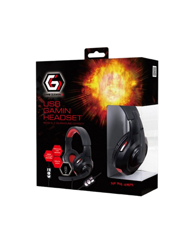 Игровая Гарнитура Gembird GHS-U-5.1-01, USB, Чёрный/Красный 
