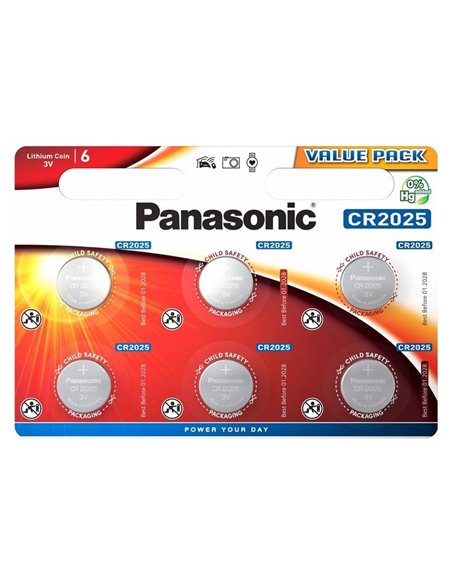 Baterii rotunde Panasonic CR-2025EL, CR2025, 6buc.