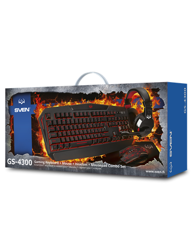 Set Tastatură + Mouse + Mouse Pad + Căști SVEN GS-4300, Cu fir, Negru
