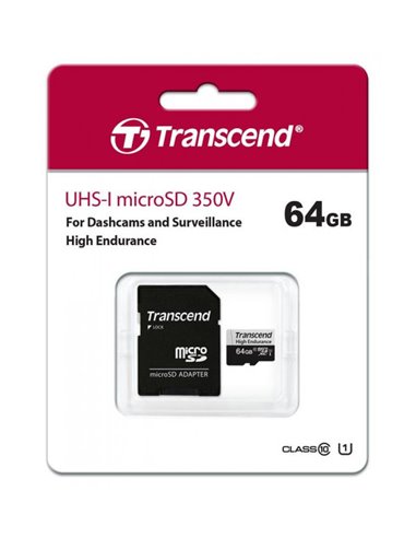 Карта памяти Transcend MicroSDXC Class 10, 64Гб (TS64GUSD350V)