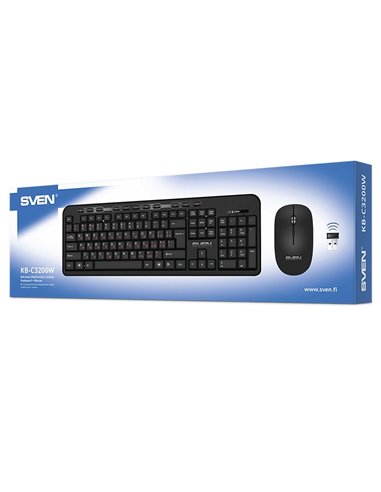 Set Tastatură + Mouse SVEN KB-C3200W, Fără fir, Negru