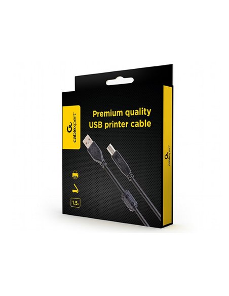 Кабель данных для периферийных устройств Cablexpert CCFB-USB2-AMBM-1.5M, USB Type-A/USB Type-B, 1,5м, Чёрный