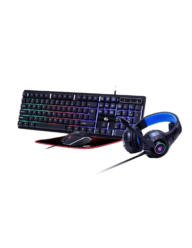 Set Tastatură + Mouse + Mouse Pad + Căști Gembird GGS-UMGL4-02, Cu fir, Negru