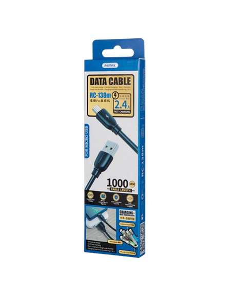 Кабель для передачи данных Remax RC-138m, USB/micro-USB, 1м, Чёрный
