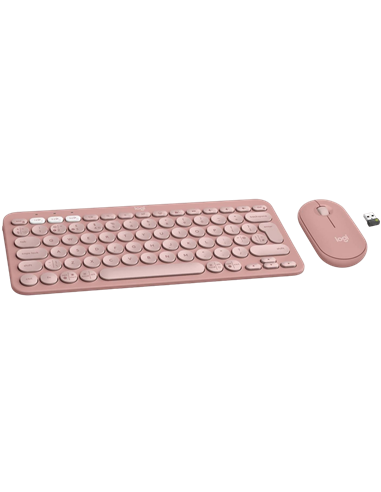 Set Tastatură + Mouse Logitech Pebble 2 Combo, Fără fir, Roz