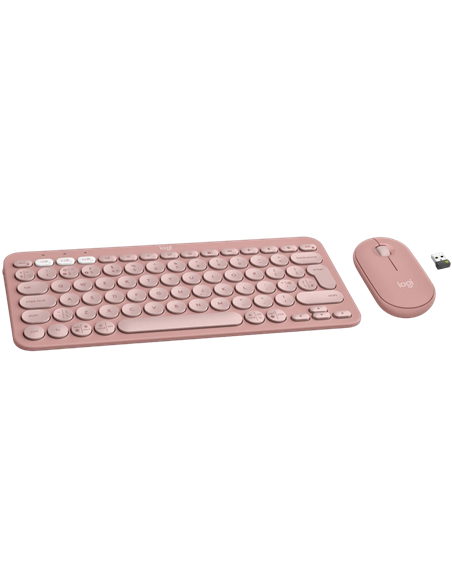 Set Tastatură + Mouse Logitech Pebble 2 Combo, Fără fir, Roz