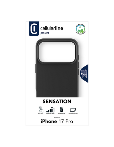 Husă Cellularline Sensation pentru Apple iPhone 17 Pro, Negru