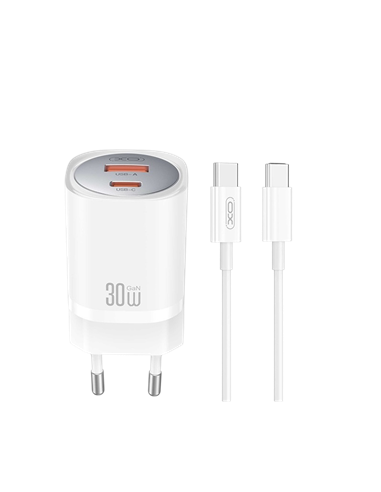 Зарядное устройство XO CE30 + USB-C, 30Вт, Белый