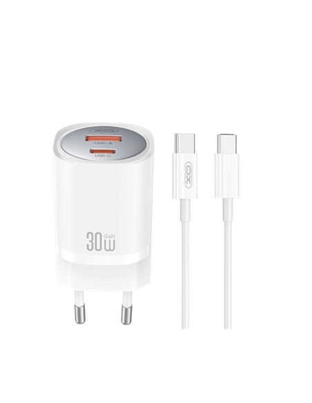 Зарядное устройство XO CE30 + USB-C, 30Вт, Белый