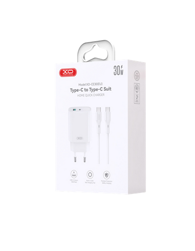 Încărcător XO CE30 + USB-C, 30W, Alb