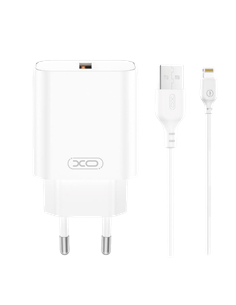 Încărcător XO CE33 + Lightning, 18W, Alb