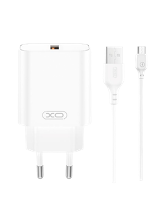 Зарядное устройство XO CE33 + MicroUSB, 18Вт, Белый