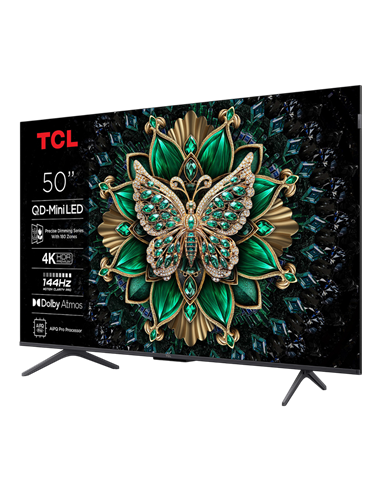 50" MiniLED SMART TV TCL 50C61K, 3840x2160 4K UHD, Google TV, Negru