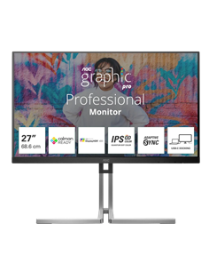 27" Monitor AOC Q27U3CV, IPS 2560x1440 WQHD, Argintiu