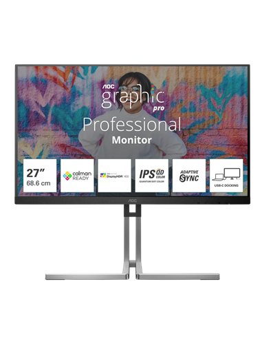 27" Монитор AOC Q27U3CV, IPS 2560x1440 WQHD, Серебристый