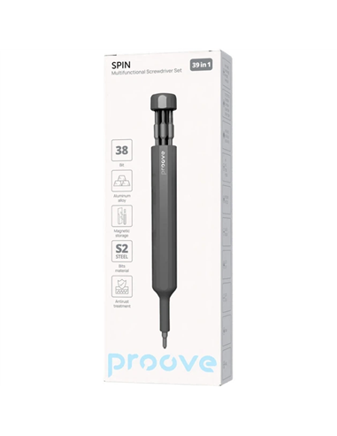Multifunctional screwdriver set Proove Fixer 39 in1, Gray