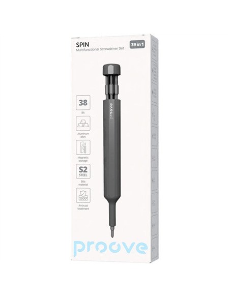 Multifunctional screwdriver set Proove Fixer 39 in1, Gray
