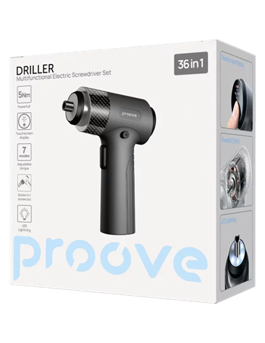 Многофункциональный набор электрических отверток Proove Driller 36 в1, серый