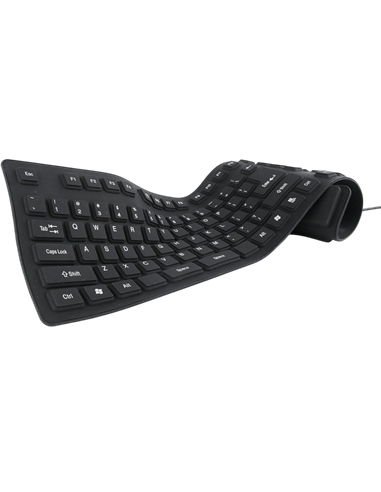 Keyboard Gembird KB-109F-B, Silicone, EN keys, Liquid-proof, Black, USB