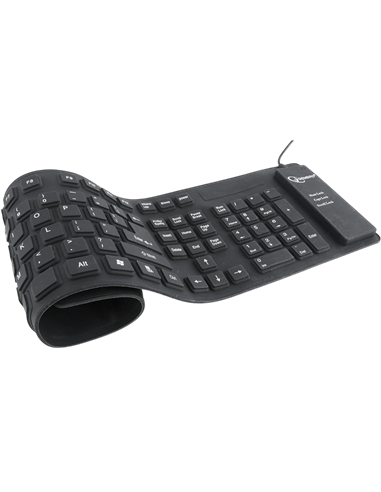 Keyboard Gembird KB-109F-B, Silicone, EN keys, Liquid-proof, Black, USB