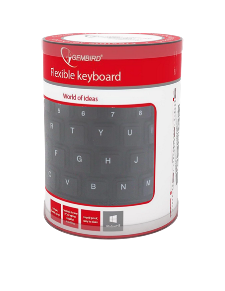 Keyboard Gembird KB-109F-B, Silicone, EN keys, Liquid-proof, Black, USB