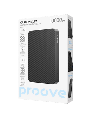 Acumulator extern Proove Carbon Slim 22.5W, 10000mAh, Negru