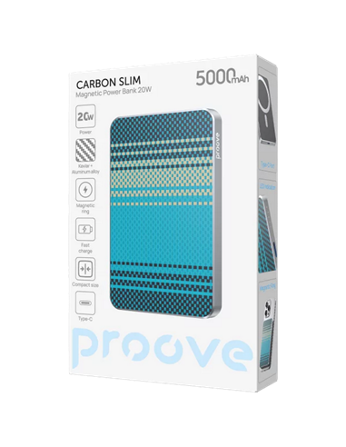 Acumulator extern Proove Carbon Slim 20W, 5000mAh, Argintiu