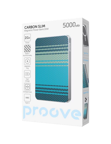 Портативное зарядное устройство Proove Carbon Slim 20W, 5000мА·ч, Серебристый