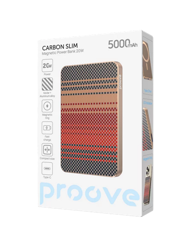 Портативное зарядное устройство Proove Carbon Slim 20W, 5000мА·ч, Бронзовый