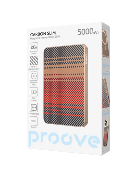 Портативное зарядное устройство Proove Carbon Slim 20W, 5000мА·ч, Бронзовый
