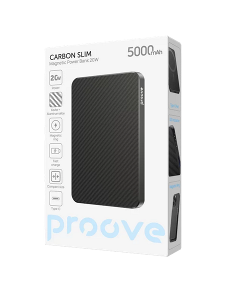 Acumulator extern Proove Carbon Slim 20W, 5000mAh, Negru