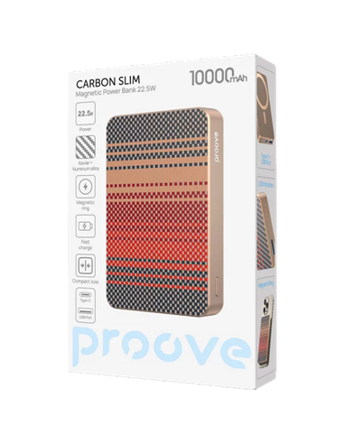 Портативное зарядное устройство Proove Carbon Slim 22.5W, 10000мА·ч, Бронзовый