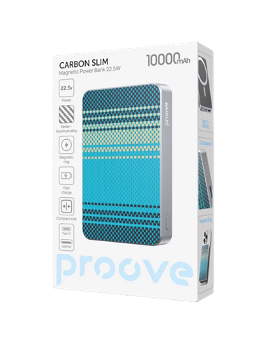 Acumulator extern Proove Carbon Slim 22.5W, 10000mAh, Albastru