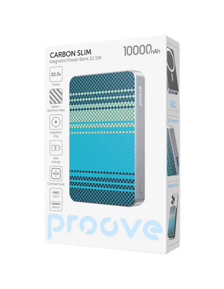 Acumulator extern Proove Carbon Slim 22.5W, 10000mAh, Albastru