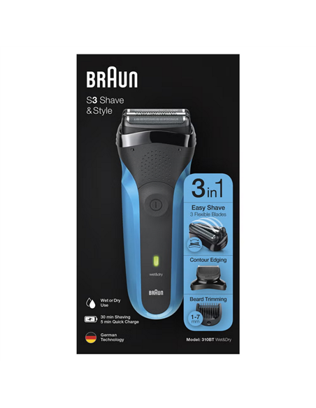 Электробритва мужская Braun 310BT, Черный | Синий