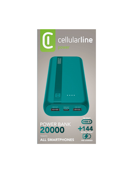 Acumulator extern Cellularline Essential, 20000mAh, Albastru
