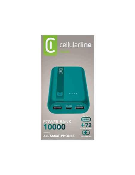 Портативное зарядное устройство Cellularline Essential, 10000мА·ч, Синий