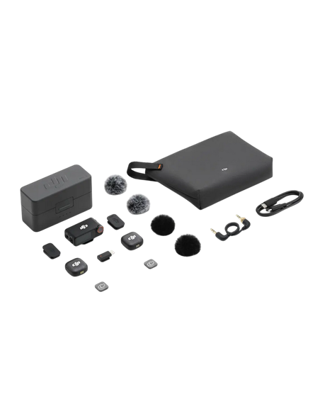 Microfon portabil pentru înregistrare vocală DJI Mic 3 (2 TX + 1 RX + Charging Case), Fără fir, Negru