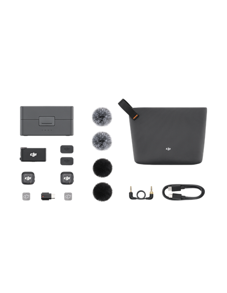 Microfon portabil pentru înregistrare vocală DJI Mic 3 (2 TX + 1 RX + Charging Case), Fără fir, Negru