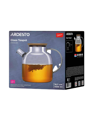 Заварочный чайник Ardesto AR3015GBM, 1,5л, Прозрачный