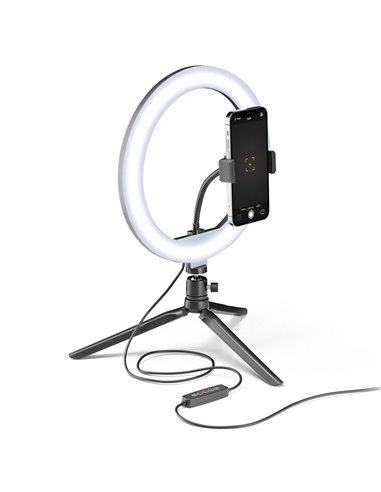 Lampă circulară Cellularline Selfie Ring Multicolor - Universale, Negru
