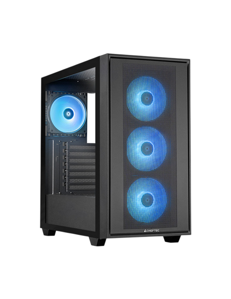Carcasă PC Chieftec Hunter 3, Midi-Tower, Fără PSU, Negru