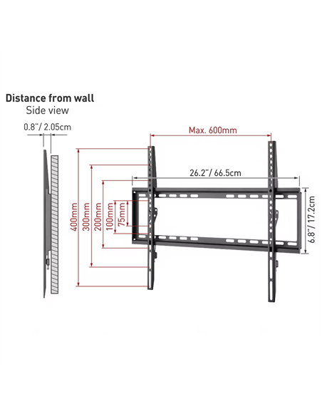 Suport fixat pe perete BARKAN E407, Negru