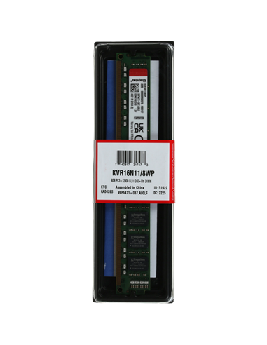 Memorie RAM Kingston ValueRAM, DDR3 SDRAM, 1600 MHz, 8GB, KVR16N11/8WP