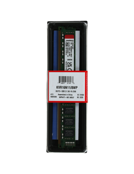 Memorie RAM Kingston ValueRAM, DDR3 SDRAM, 1600 MHz, 8GB, KVR16N11/8WP