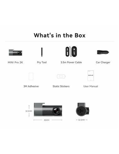 Cameră DVR frontală DDPAI Mini Pro 2K, Negru