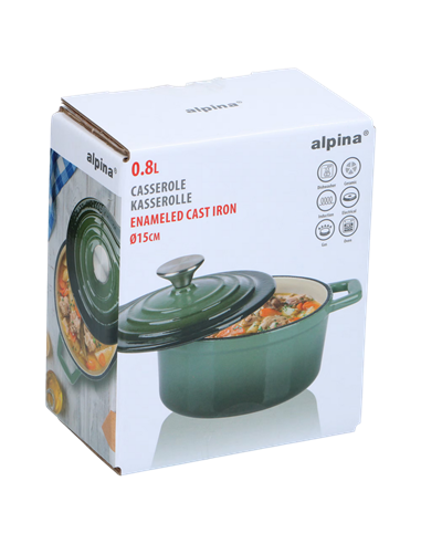 Кастрюля Alpina Cast Iron, 0,8л, 14см, Зелёный